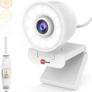 Full HD Streaming Webcam: 1080P Webcam Built in Adjustable Ring Light